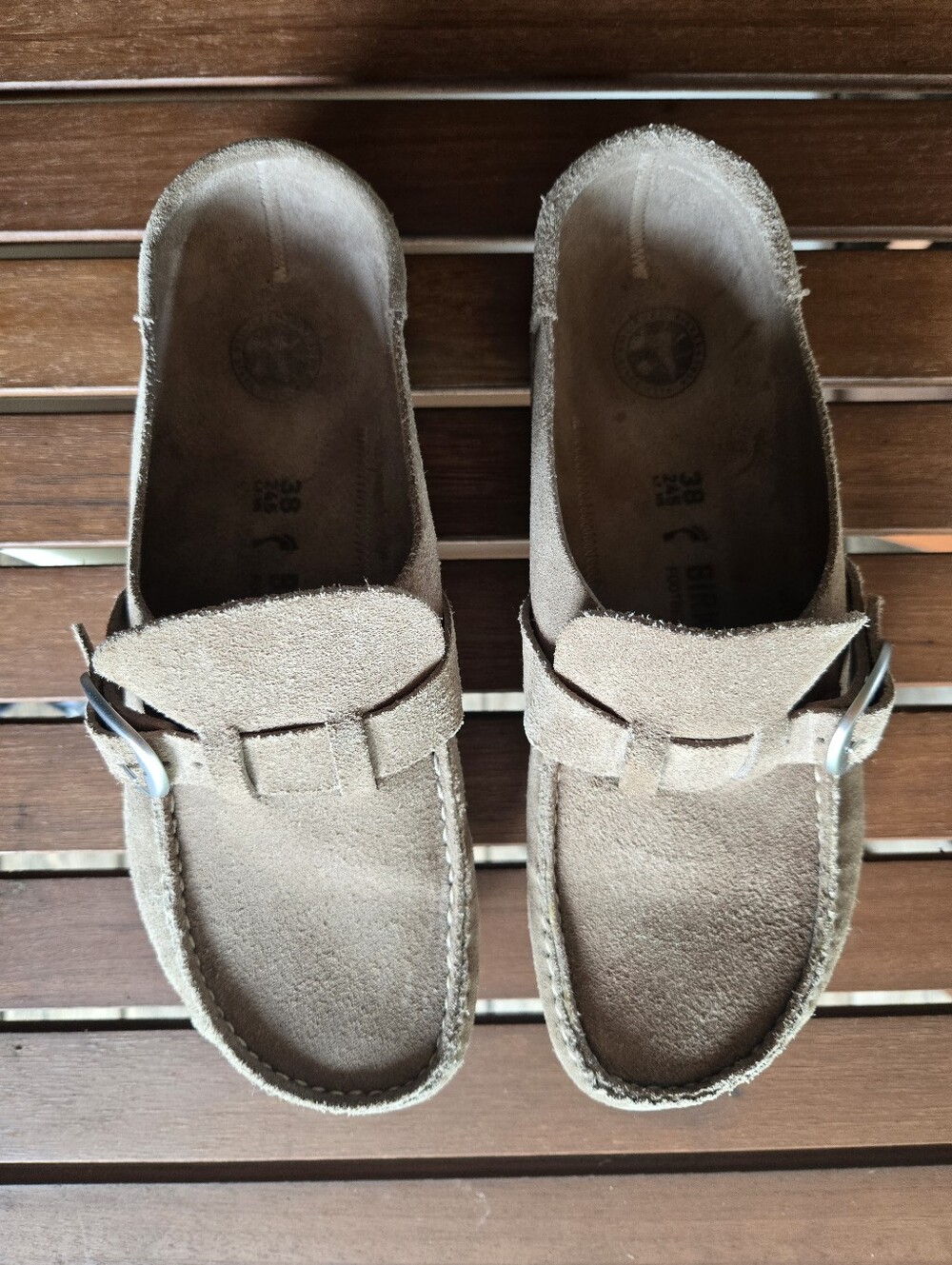 Birkenstock Buckley, Size 38N, Grey Taupe Suede, Excellent Used Condition